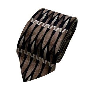 Fratelli Mens Necktie Brown One Size Silk Geometric Ellipse Handmade Italy 1814